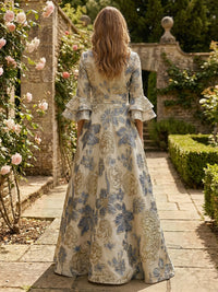 Jacquard A-Line/Princess V-Neck Floor-Length Mother of the Bride & Groom Dresses with Belt