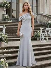 Satin Mermaid/Trumpet Off Shoulder Floor-Length Mother of the Bride & Groom Dresses with Ruched Bodice