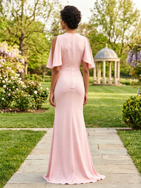 Satin Mermaid/Trumpet Scoop Neck Floor-Length Mother of the Bride & Groom Dresses with Ruched Waist
