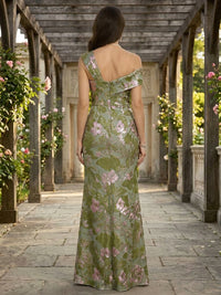 Jacquard A Line One Shoulder Slit Ruched Mother of the Bride & Groom Dresses