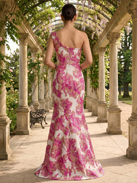 Jacquard Mermaid One Shoulder Corset Ruched Mother of the Bride & Groom Dresses