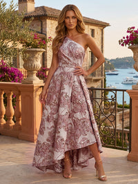 Jacquard A Line One Shoulder Ruched Corset Mother of the Bride & Groom Dresses