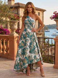 Jacquard A Line One Shoulder Ruched Corset Mother of the Bride & Groom Dresses