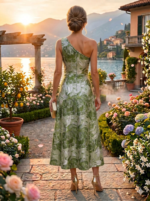 Jacquard A Line One Shoulder Ruffles Corset Mother of the Bride & Groom Dresses