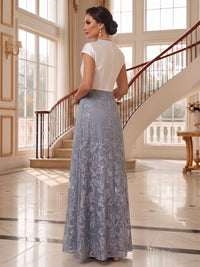 Lace Embroidery A-Line/Princess V-Neck Floor-Length Mother of the Bride & Groom Dresses with Satin Bodice