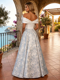 Jacquard A-Line/Princess Off Shoulder Floor-Length Mother of the Bride & Groom Dresses with Bow