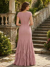 Chiffon A-Line/Princess V-Neck Floor-Length Mother of the Bride & Groom Dresses with Ruffles & Ruched Waist