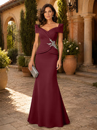 Satin Sheath/Column V-Neck Floor-Length Mother of the Bride & Groom Dresses with Corset Bodice