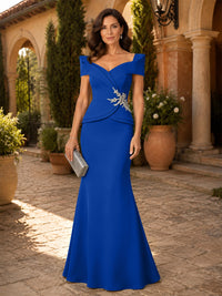 Satin Sheath/Column V-Neck Floor-Length Mother of the Bride & Groom Dresses with Corset Bodice