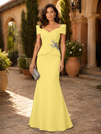 Satin Sheath/Column V-Neck Floor-Length Mother of the Bride & Groom Dresses with Corset Bodice
