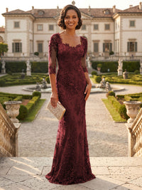 Lace Appliques Sheath/Column Scoop Neck Floor-Length Mother of the Bride & Groom Dresses for Women