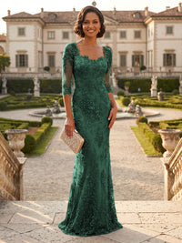 Lace Appliques Sheath/Column Scoop Neck Floor-Length Mother of the Bride & Groom Dresses for Women