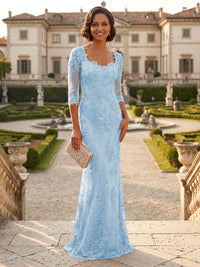 Lace Appliques Sheath/Column Scoop Neck Floor-Length Mother of the Bride & Groom Dresses for Women