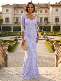 Lace Appliques Sheath/Column Scoop Neck Floor-Length Mother of the Bride & Groom Dresses for Women