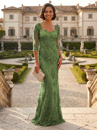 Lace Appliques Sheath/Column Scoop Neck Floor-Length Mother of the Bride & Groom Dresses for Women