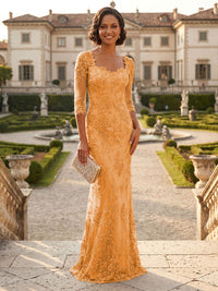 Lace Appliques Sheath/Column Scoop Neck Floor-Length Mother of the Bride & Groom Dresses for Women
