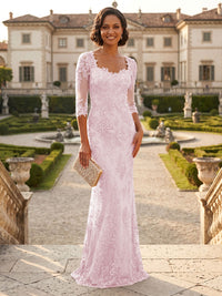 Lace Appliques Sheath/Column Scoop Neck Floor-Length Mother of the Bride & Groom Dresses for Women