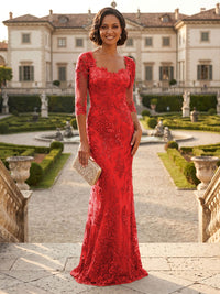 Lace Appliques Sheath/Column Scoop Neck Floor-Length Mother of the Bride & Groom Dresses for Women