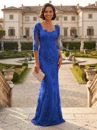 Lace Appliques Sheath/Column Scoop Neck Floor-Length Mother of the Bride & Groom Dresses for Women