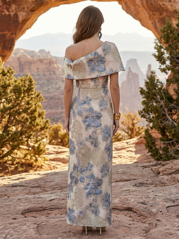 Jacquard Sheath/Column Off Shoulder Floor-Length Mother of the Bride & Groom Dresses for Women