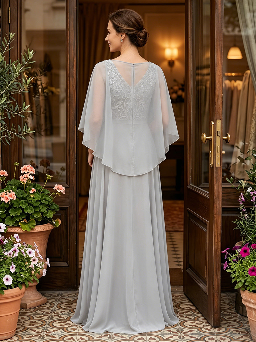 Chiffon A-Line/Princess V-Neck Floor-Length Mother of the Bride & Groom Dresses with Pleats