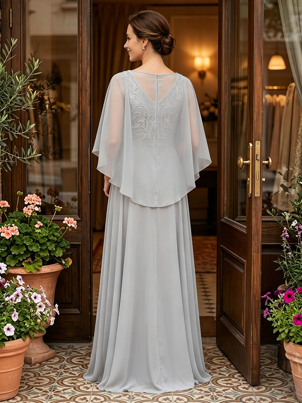 Chiffon A-Line/Princess V-Neck Floor-Length Mother of the Bride & Groom Dresses with Pleats