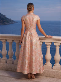 Jacquard A-Line/Princess V-Neck Floor-Length Mother of the Bride & Groom Dresses with Belt