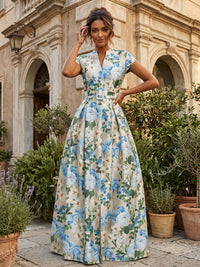 Jacquard A-Line/Princess V-Neck Floor-Length Mother of the Bride & Groom Dresses with Belt & Slit