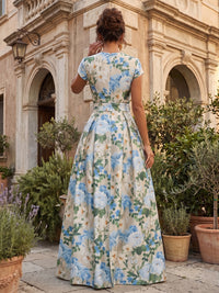 Jacquard A-Line/Princess V-Neck Floor-Length Mother of the Bride & Groom Dresses with Belt & Slit