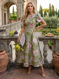 Jacquard A-Line/Princess Scoop Neck Tea-Length Mother of the Bride & Groom Dresses for Women