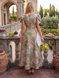 Jacquard A-Line/Princess Scoop Neck Tea-Length Mother of the Bride & Groom Dresses for Women