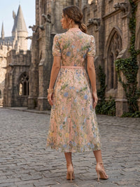 Lace Embroidery A-Line/Princess High Neck Tea-Length Mother of the Bride & Groom Dresses for Women