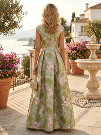 Jacquard A-Line/Princess Scoop Neck Floor-Length Mother of the Bride & Groom Dresses for Women