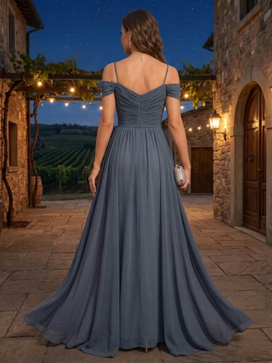 Chiffon Sheath/Column Off Shoulder Floor-Length Mother of the Bride & Groom Dresses with Lace