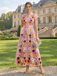 Satin A-Line/Princess V-Neck Floor-Length Mother of the Bride & Groom Dresses with Belt & Pockets