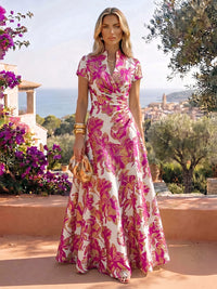 Jacquard A-Line/Princess V-Neck Floor-Length Mother of the Bride & Groom Dresses with Ruched Waist
