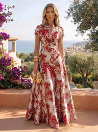 Jacquard A-Line/Princess V-Neck Floor-Length Mother of the Bride & Groom Dresses with Ruched Waist