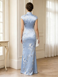 Floral Print Sheath/Column High Neck Floor-Length Mother of the Bride & Groom Dresses with Slit