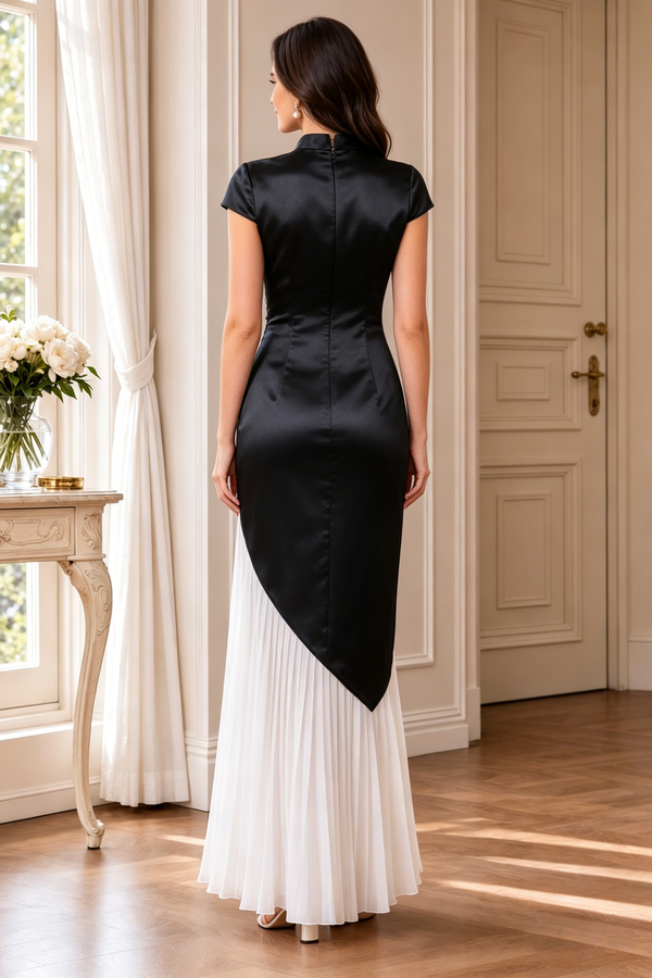 Satin Sheath/Column High Neck Floor-Length Mother of the Bride & Groom Dresses for Women