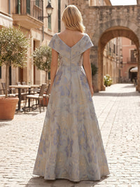 Jacquard A-Line/Princess Off Shoulder Floor-Length Mother of the Bride & Groom Dresses with Ruched Waist