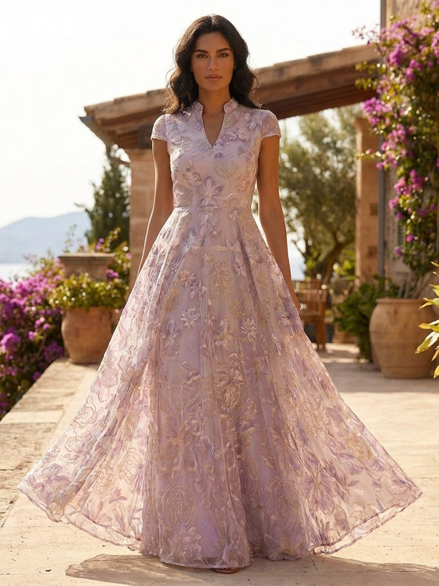 Jacquard A-Line/Princess V-Neck Floor-Length Mother of the Bride & Groom Dresses for Women