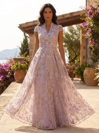 Jacquard A-Line/Princess V-Neck Floor-Length Mother of the Bride & Groom Dresses for Women