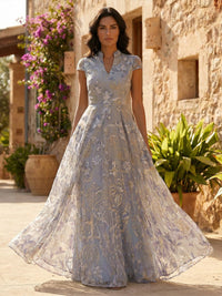Jacquard A-Line/Princess V-Neck Floor-Length Mother of the Bride & Groom Dresses for Women