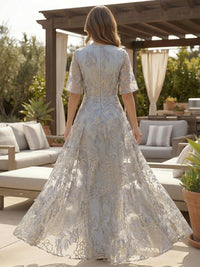Jacquard Pantsuit Scoop Neck Floor-Length Mother of the Bride & Groom Dresses with Ruched Waist