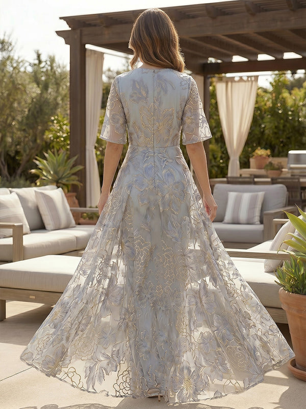 Jacquard Pantsuit Scoop Neck Floor-Length Mother of the Bride & Groom Dresses with Ruched Waist