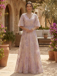 Jacquard A-Line/Princess V-Neck Floor-Length Mother of the Bride & Groom Dresses for Women