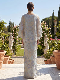 Jacquard Sheath/Column Scoop Neck Floor-Length Mother of the Bride & Groom Dresses with Cape