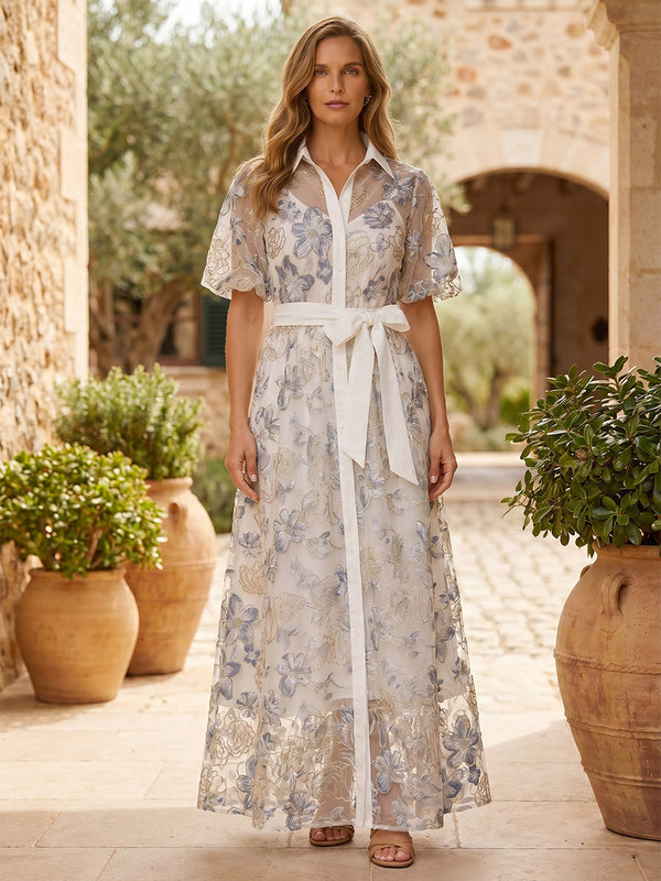Jacquard A-Line/Princess V-Neck Floor-Length Mother of the Bride & Groom Dresses with Belt