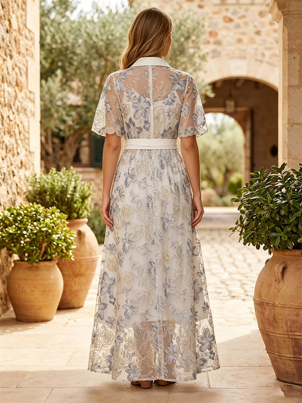 Jacquard A-Line/Princess V-Neck Floor-Length Mother of the Bride & Groom Dresses with Belt