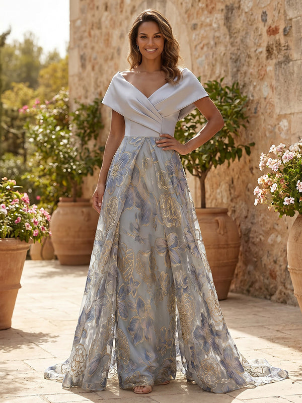 Jacquard Sheath/Column Off Shoulder Floor-Length Mother of the Bride & Groom Dresses with Ruched Waist